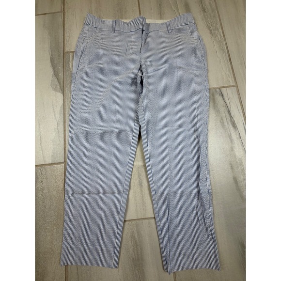 J. Crew Pants - J.Crew Womens Blue White Seersucker Striped Cropped Pants Size 10 F1428 Preppy